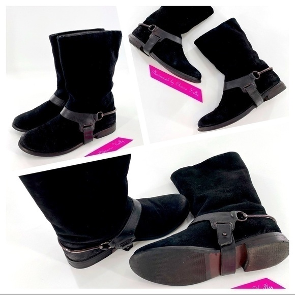 ATTIZZARE Black Suede Riding Boots Size 5.5 Black - Picture 1 of 15
